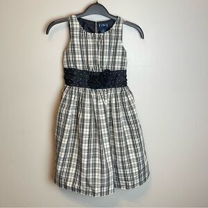Chaps Black & Ivory Plaid Taffeta Holiday Dress Girls Size 7